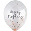 (5) 12in ROSE GOLD HAPPY BIRTHDAY CONFETTI BALLOON