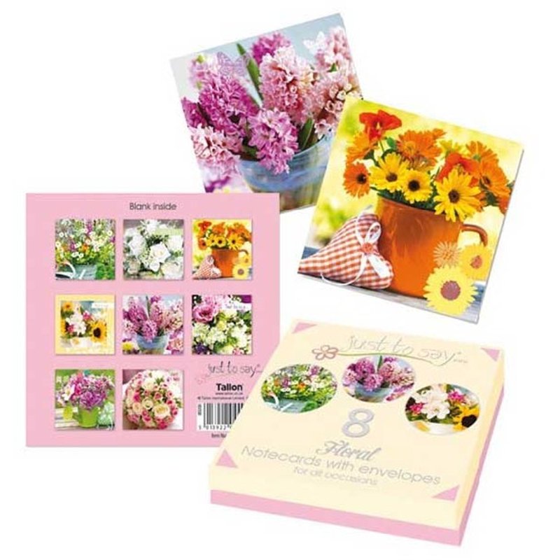 8PK FLORAL NOTE CARDS IN KEEPSAKE BOX
