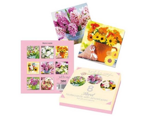 8PK FLORAL NOTE CARDS IN KEEPSAKE BOX