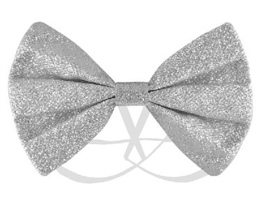 12X7CM SILVER GLITTER BOW TIE