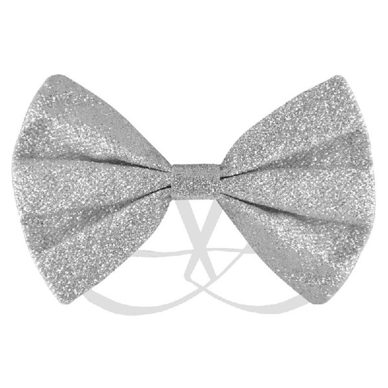 12X7CM SILVER GLITTER BOW TIE