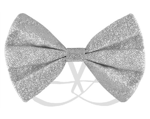12X7CM SILVER GLITTER BOW TIE