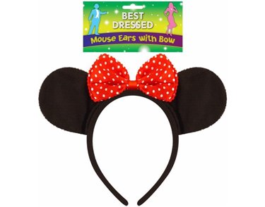 MOUSE EARS HEADBAND WITH RED BOW