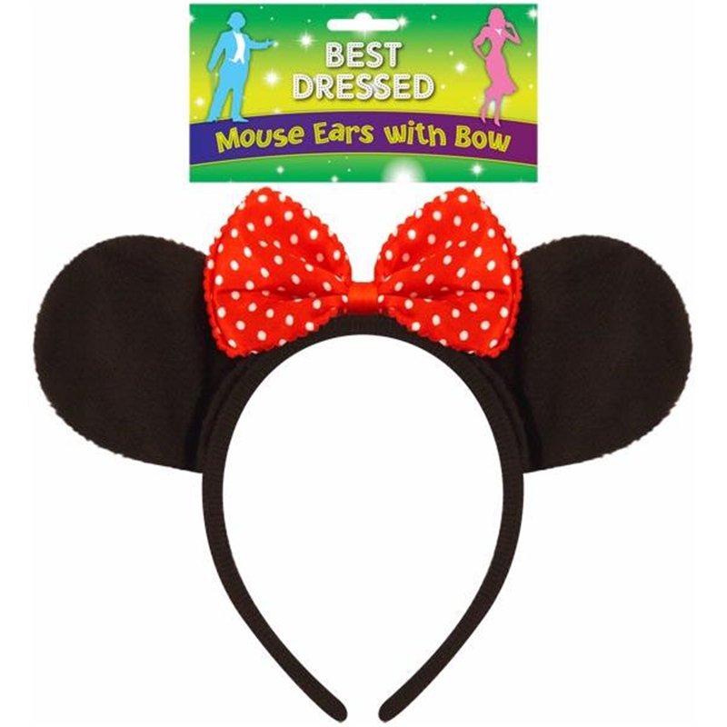 MOUSE EARS HEADBAND WITH RED BOW