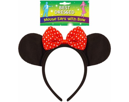 MOUSE EARS HEADBAND WITH RED BOW