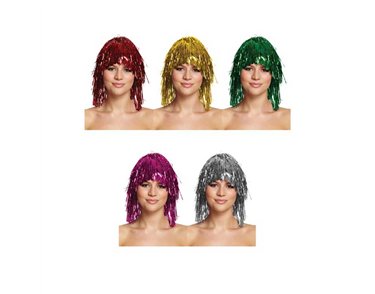 ASST COLOUR TINSEL WIGS