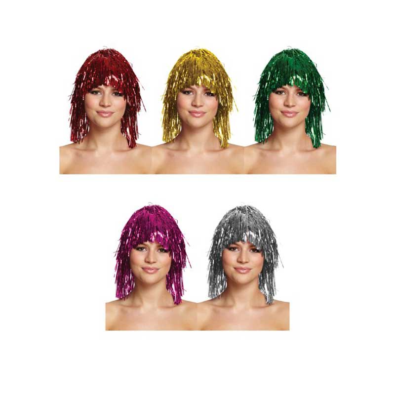 ASST COLOUR TINSEL WIGS