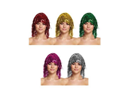 ASST COLOUR TINSEL WIGS