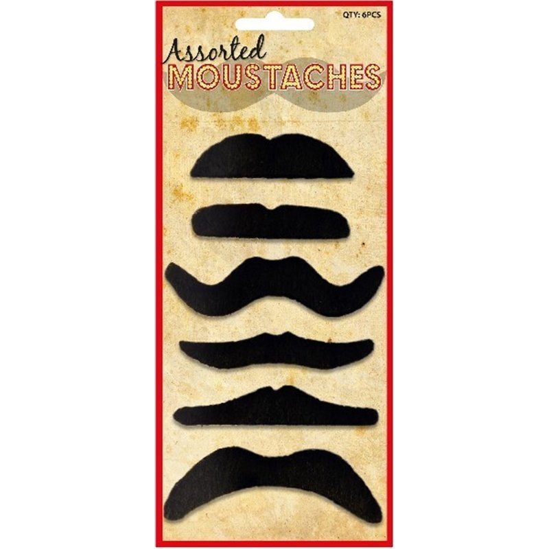 6PC STYLES BLACK MOUSTACHES