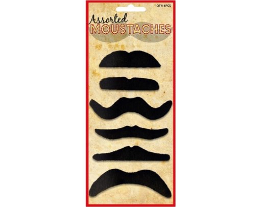6PC STYLES BLACK MOUSTACHES