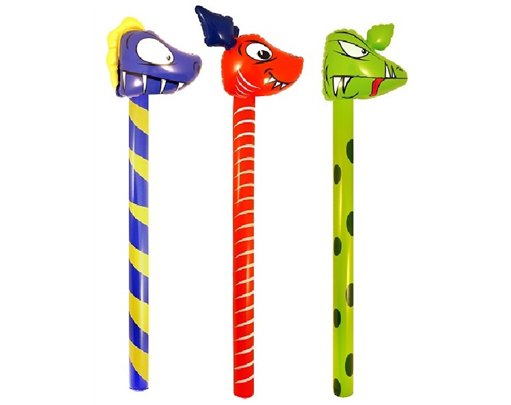 118CM 3ASST INFLATABLE DINOSAUR STICKS