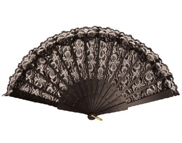 45X25CM BLACK FAN LACE