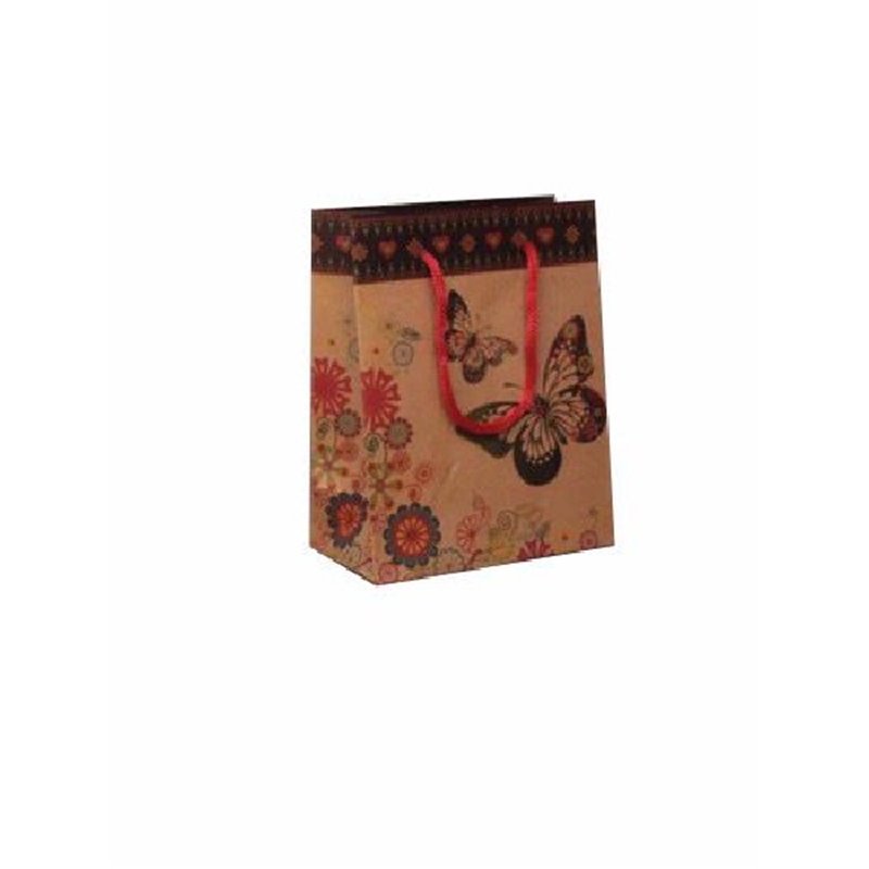 14.5X11.5X6CM BROWN PAPER BUTTERFLY G/BAG  12
