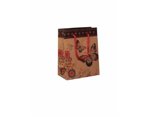 14.5X11.5X6CM BROWN PAPER BUTTERFLY G/BAG  12