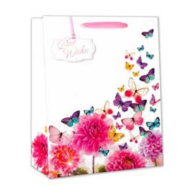 PINK BUTTERFLIES MEDIUM G/BAG  6S