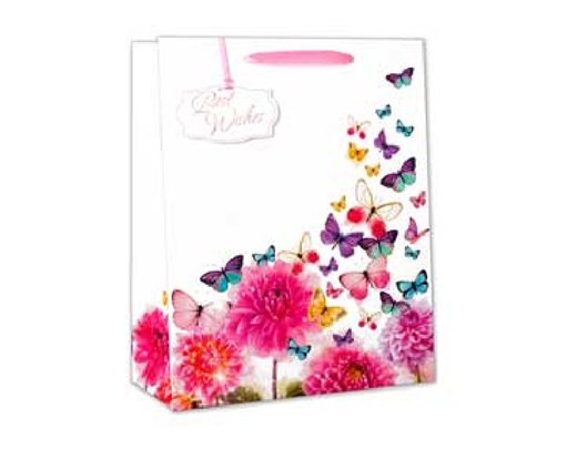 PINK BUTTERFLIES MEDIUM G/BAG  6S
