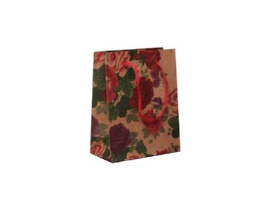 14.5X11.5X6CM BROWN PAPER FLORAL G/BAG  12S
