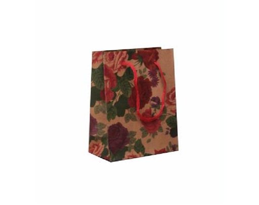 14.5X11.5X6CM BROWN PAPER FLORAL G/BAG  12S