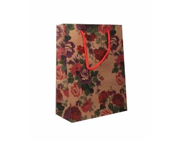 20X15X6CM BROWN FLORAL PAPER G/BAG  12S