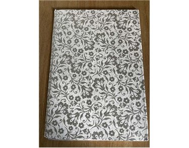 FLORAL DAMASK SILVER ON WHITE STARGEM F/WRAP 25S
