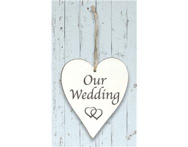 9CM X 11CM OUR WEDDING WOODEN HEART