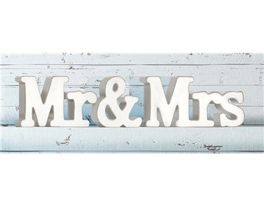 WHITEWASH WOODEN MR & MRS 45cmx10cm