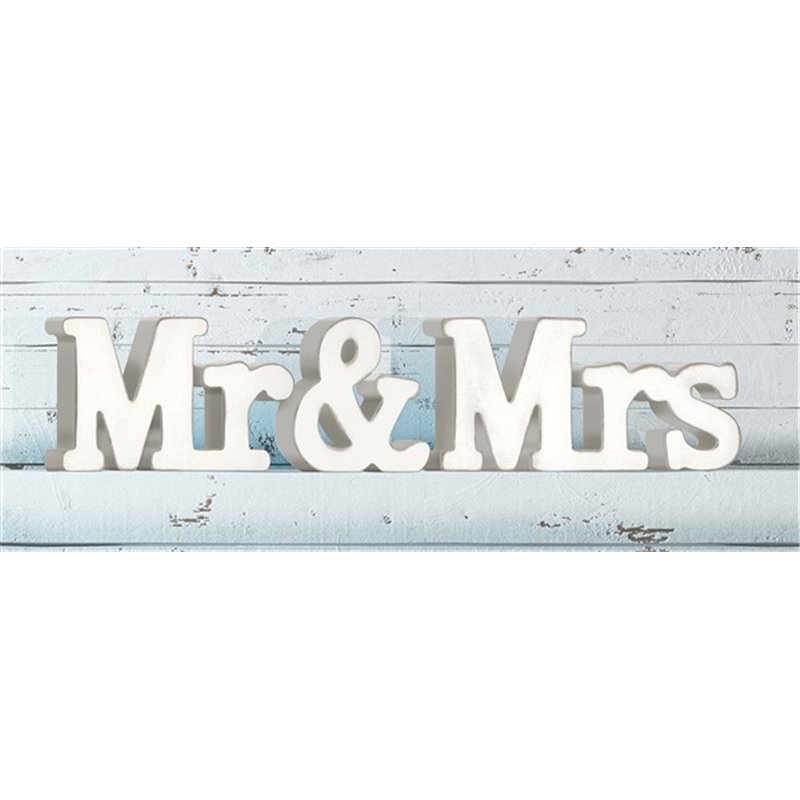 WHITEWASH WOODEN MR & MRS 45cmx10cm