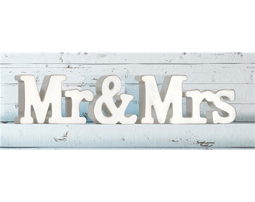 WHITEWASH WOODEN MR & MRS 45cmx10cm