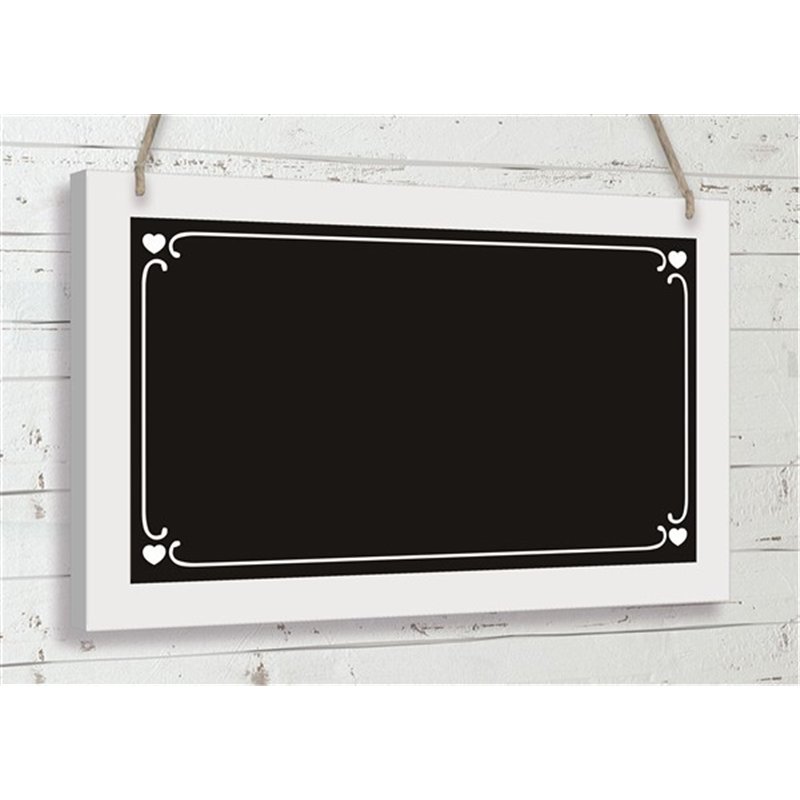 WOODEN BLACK BOARD W/HEARTS 25x15cm