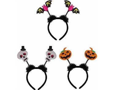 3ASST GLITTER HALLOWEEN HEAD BOPPER