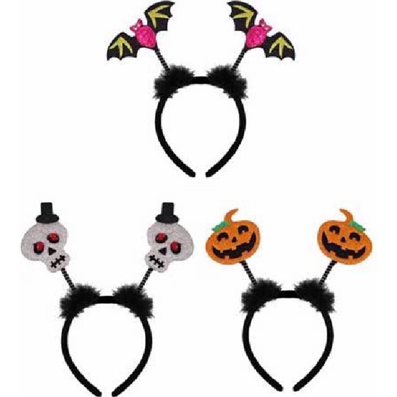 3ASST GLITTER HALLOWEEN HEAD BOPPER