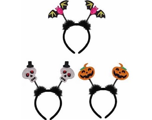 3ASST GLITTER HALLOWEEN HEAD BOPPER
