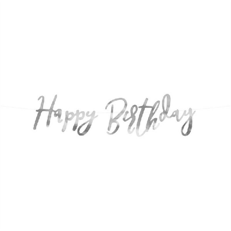 62cm SILVER HAPPY BIRTHDAY DIE CUT BANNER