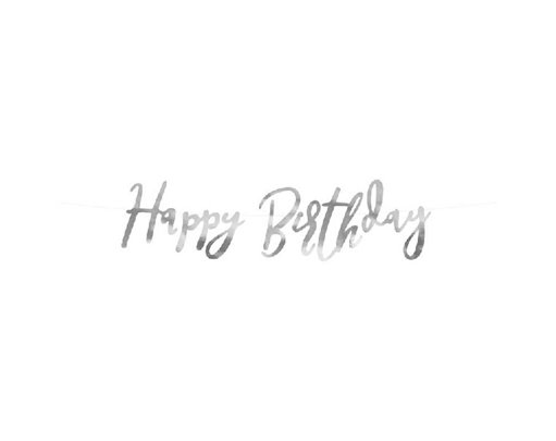 62cm SILVER HAPPY BIRTHDAY DIE CUT BANNER