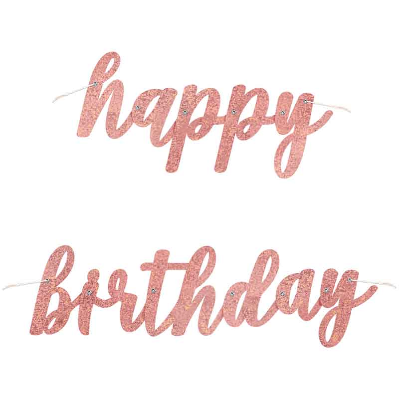 2pc GLITZ ROSE GOLD BIRTHDAY FOIL BANNER