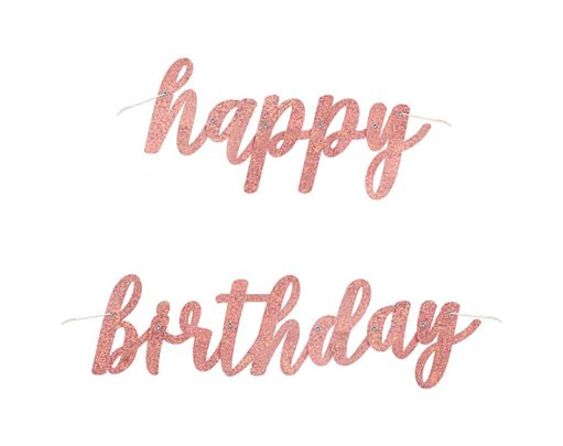 2pc GLITZ ROSE GOLD BIRTHDAY FOIL BANNER