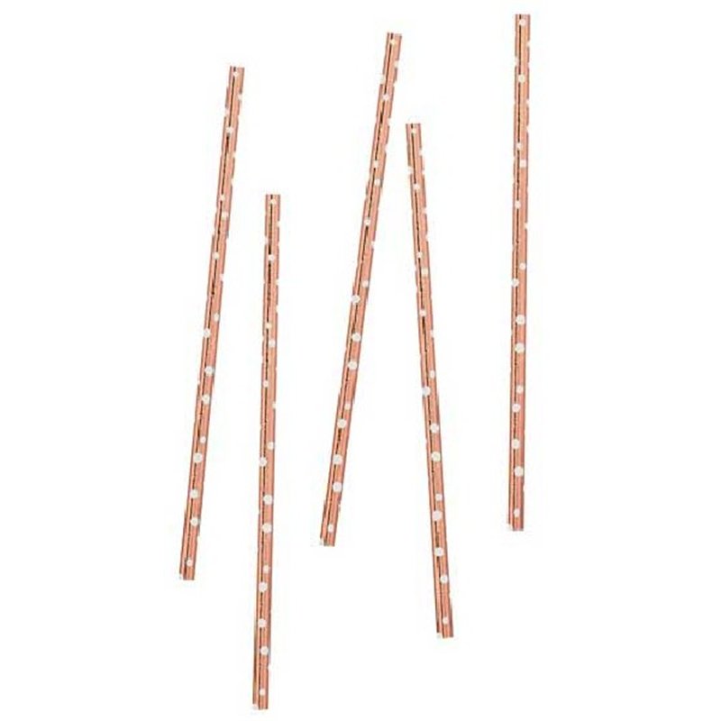 (20) ROSE GOLD DOT STRAWS