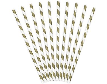 (10) GOLD STRIPES PAPER STRAWS