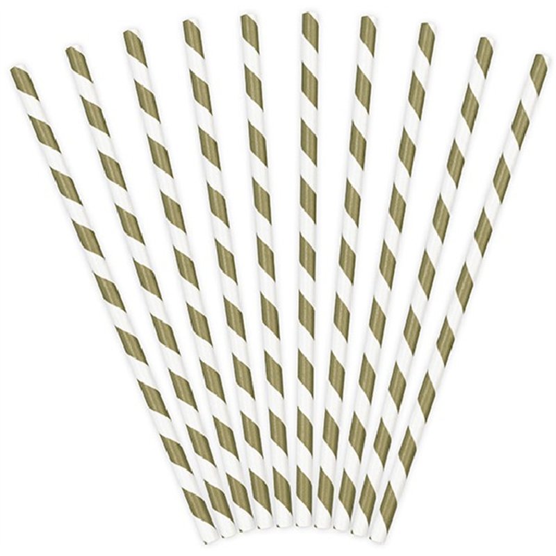 (10) GOLD STRIPES PAPER STRAWS