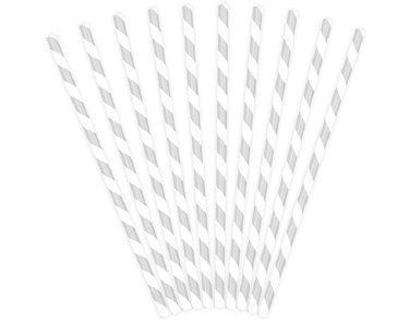 (10) SILVER STRIPES PAPER STRAWS