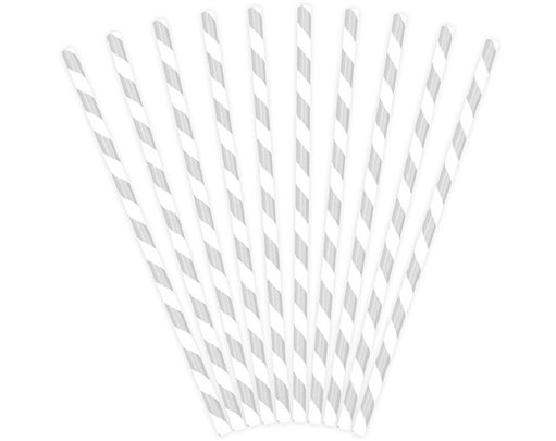 (10) SILVER STRIPES PAPER STRAWS