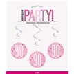 (6) GLITZ PINK 90TH BIRTHDAY SWIRLS