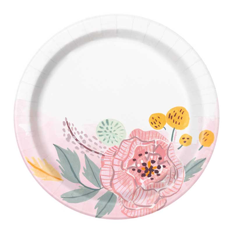 (8) 7in PAINTED FLORAL PLATES