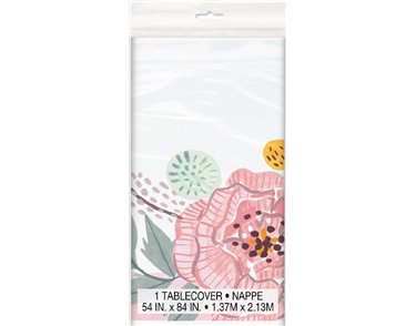 54x84in PAINTED FLORAL TABLECOVER