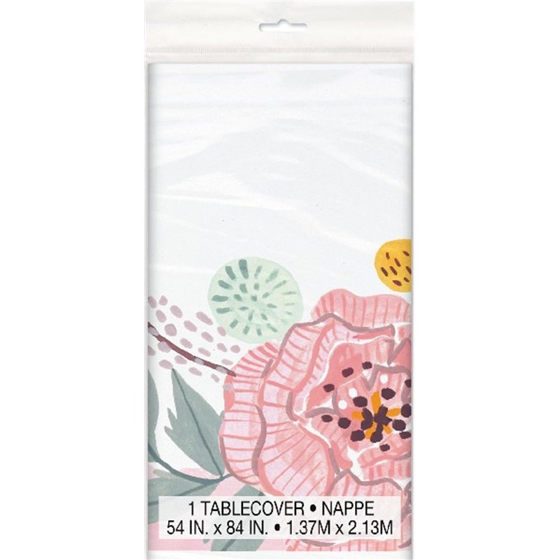 54x84in PAINTED FLORAL TABLECOVER