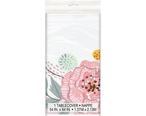 54x84in PAINTED FLORAL TABLECOVER