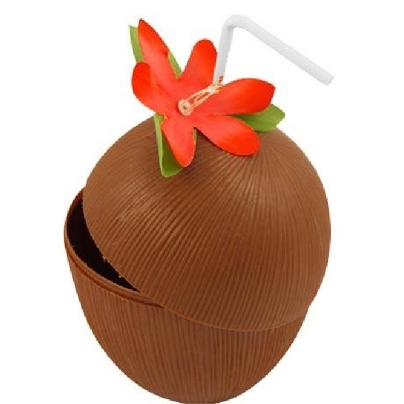 COCONUT CUP W/FLOWER & STRAW
