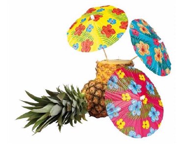(6) HIBISCUS COCKTAIL PARASOLS