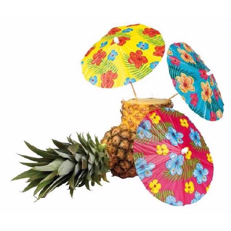 (6) HIBISCUS COCKTAIL PARASOLS