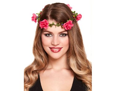 HEADBAND WITH HOT PINK FLOWERS